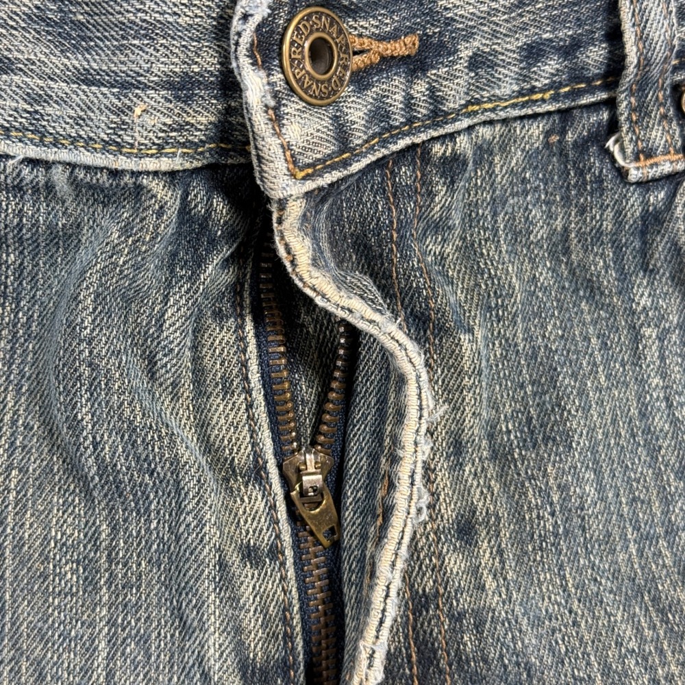 Red Snap Mens Straight Leg Jeans Blue‎ 100 Cotton Faded Distressed Size 36x28 - Picture 3 of 11